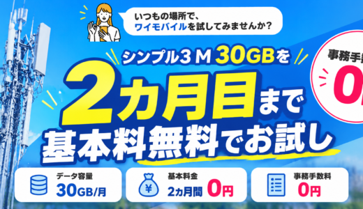 ワイモバイルの30GBプランが2ヵ月目まで無料！お得に試せるキャンペーン開催中